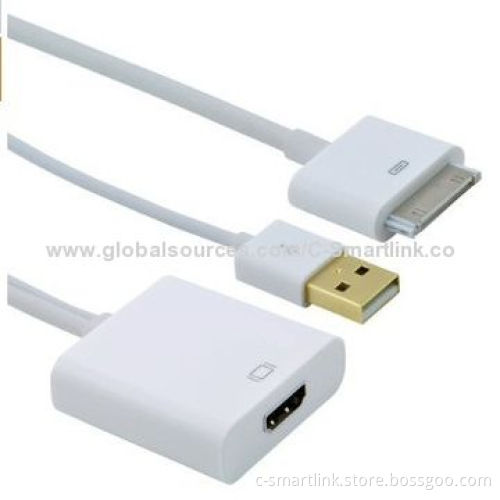 Digital AV HDMI® Adapter to HDTV for New iPad 2, 3, iPhone 4S/4G/iPod Touch with USB Charging